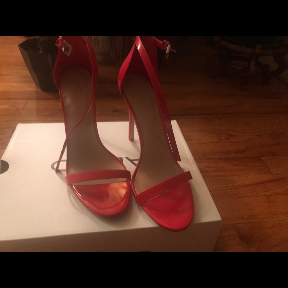 Aldo Red 4-inch heel sandals. Synthetic material.